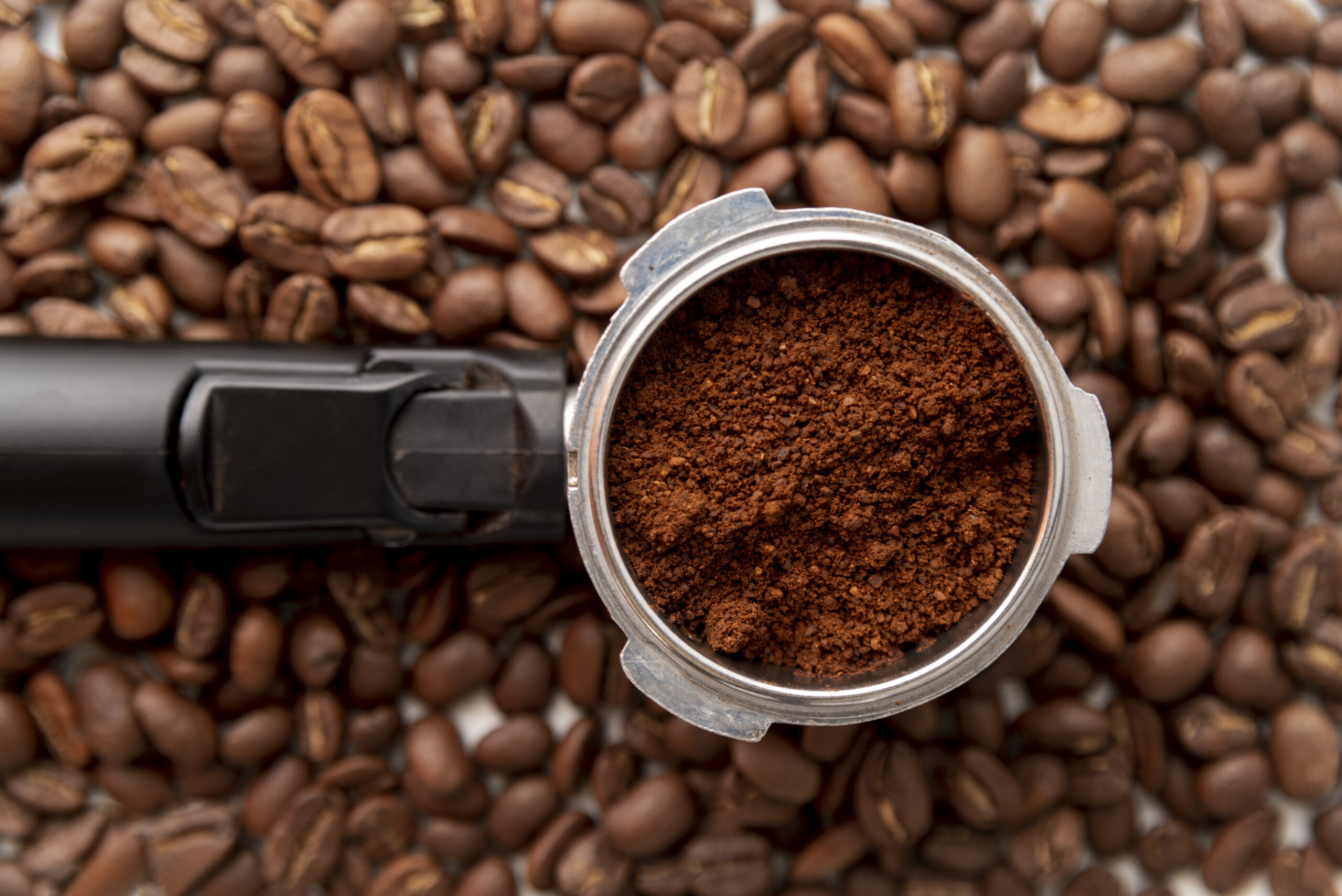top-view-of-coffee-powder-and-beans